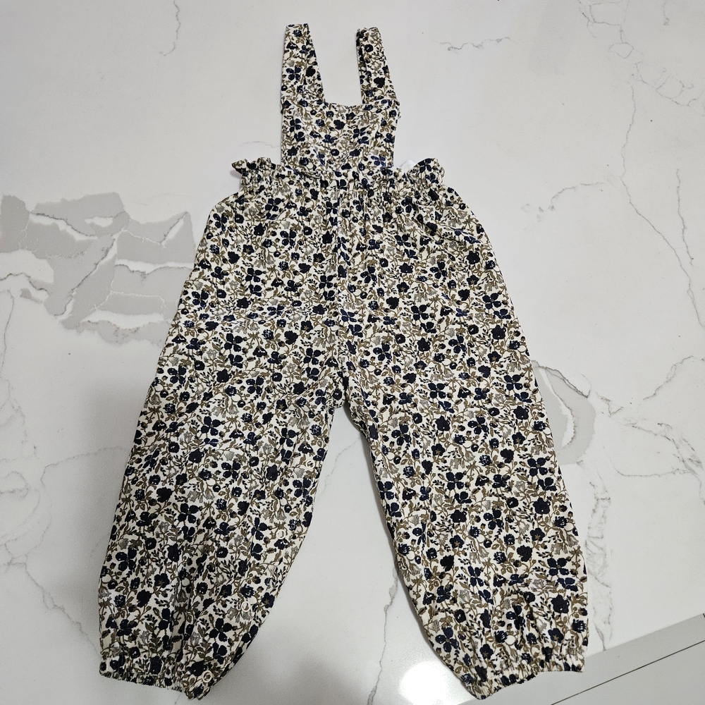 Bonpoint Black and Cream Patterned Overalls